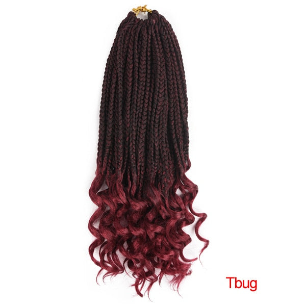 TOMO 22Roots Curly End Box Braids Crochet Hair 14 18 24 Inch Crochet Braids with Wave End Synthetic Braiding Hair Extensions