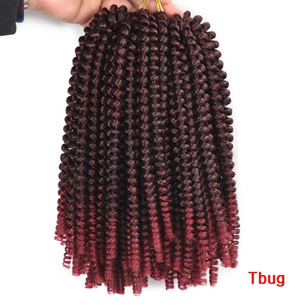 TOMO 8Inch Ombre Spring Twist Hair Crochet Braids Passion Twist Synthetic Pre-Twist Crochet Hair Extensions 30Roots Bomb Twist