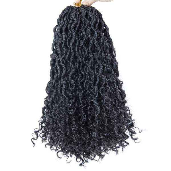 Goddess Locs Crochet Hair River Faux Locs Wavy Crochet With Curly Hair Synthetic Braiding Hair Extension Gypsy Bohemia Locs